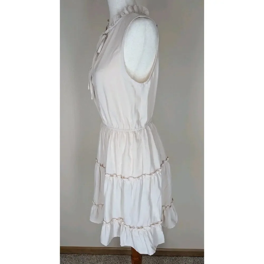 NWT Cupshe Women's Short Sleeveless Dress Ruffle Beige Size Small Beach Swim - Picture 5 of 16
